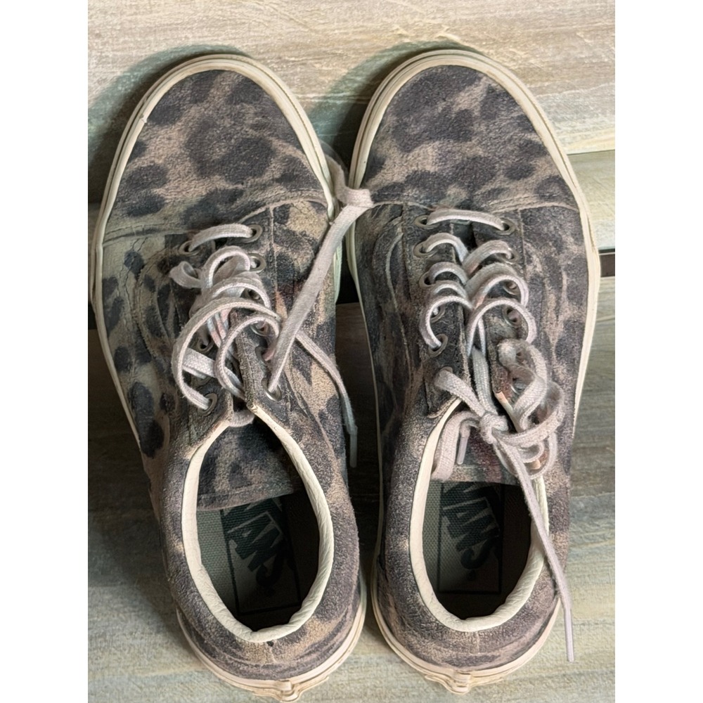 Vans Old Skool Leopard Print Suede Sneakers Gray Tan Womens 6.5 Mens 5.0